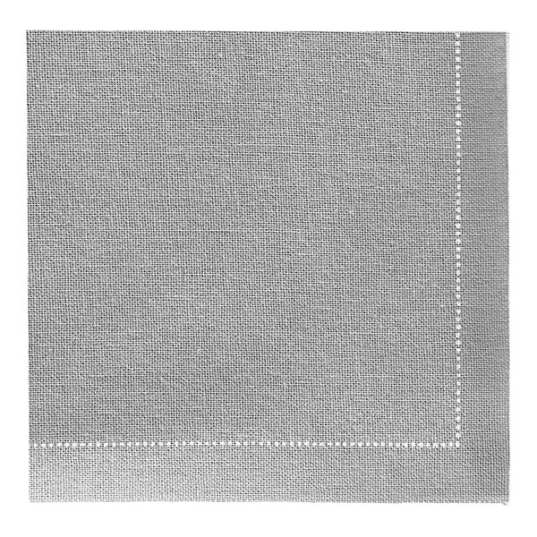 A close-up of a gray cotton cloth napkin with white dots.