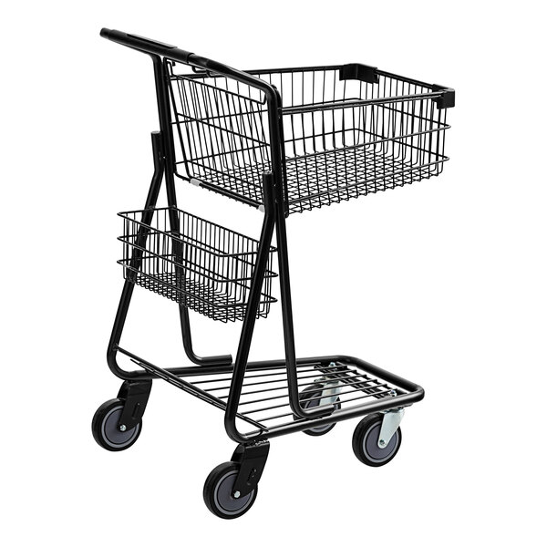 A Regency black shopping cart with one tier.
