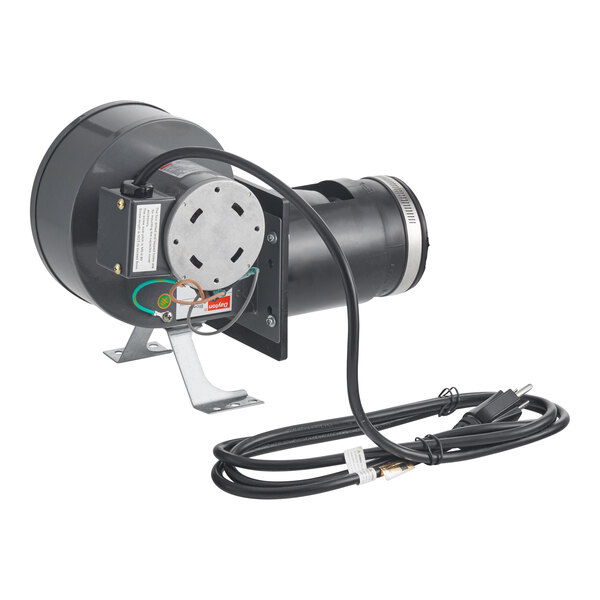 A black Micro Matic blower assembly with a cable attached.