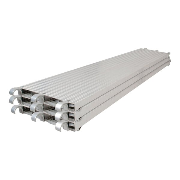 Metaltech SaferStack aluminum scaffolding platforms stacked on top of each other.