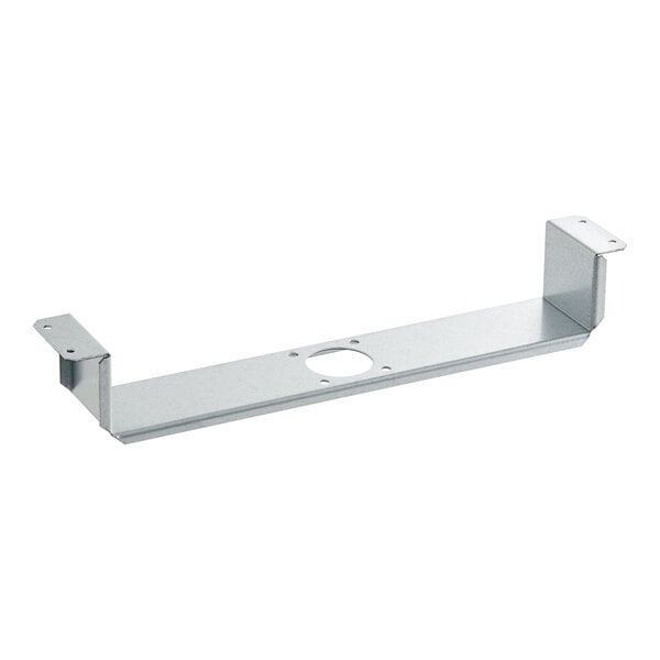 An Avantco metal bracket with a hole in the middle.