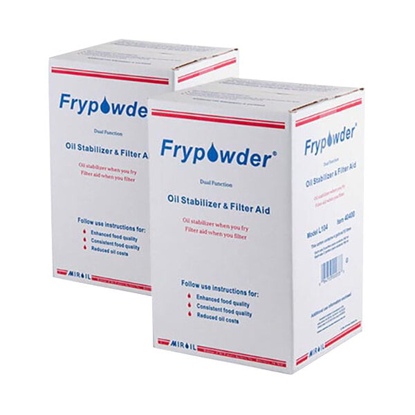 Two white boxes of Fry Powder with blue and red text.