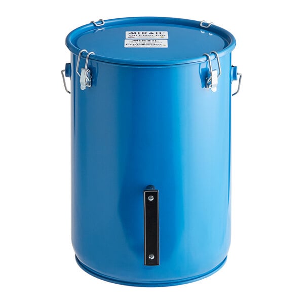 MirOil 30L 6 Gallon Blue Enameled Steel Fryer Oil Utility Pail