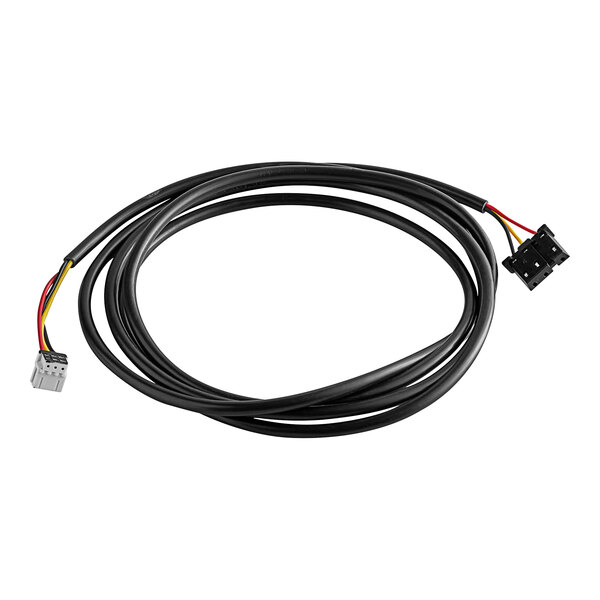 A black cable with a red and white connector.