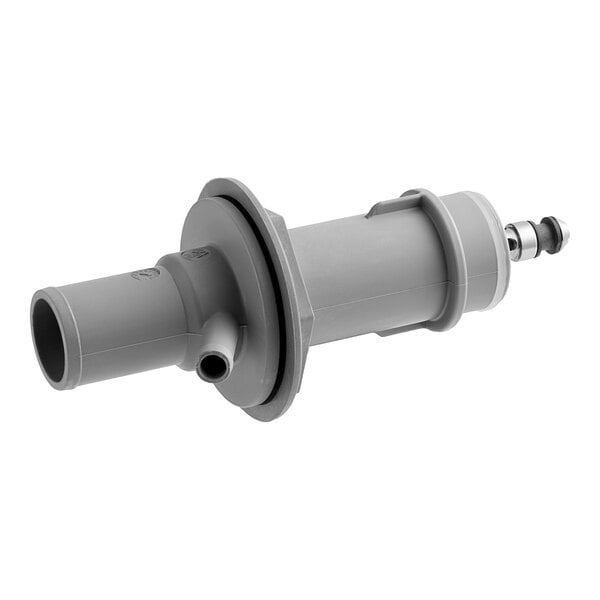 A grey plastic lower wash/rinse arm manifold assembly with a couple of holes.
