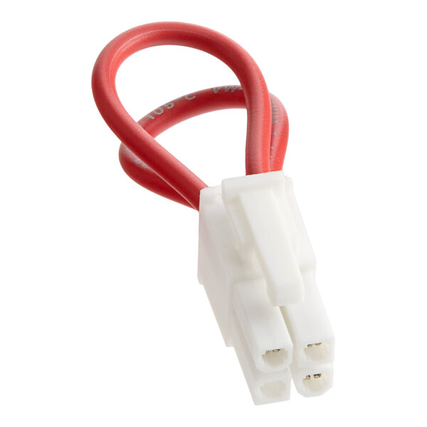A white plastic electrical connector with a short red wire loop, used as a designator for Noble Warewashing LT-DT51.