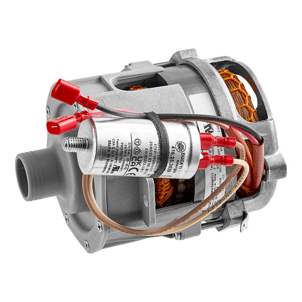 A Noble Warewashing Rinse Pump with a small metal motor and wires attached.