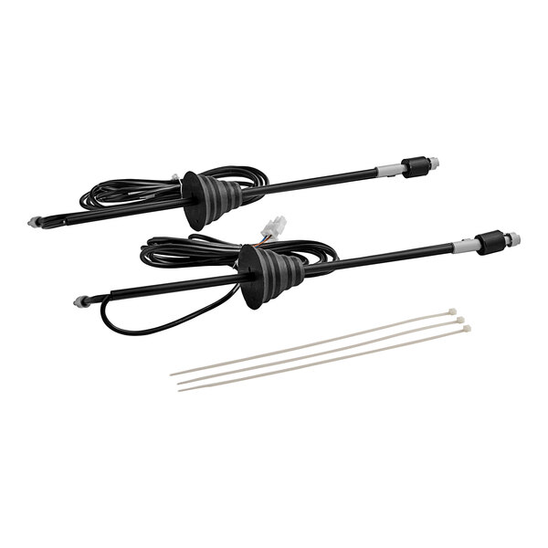 A Noble Warewashing Rinse Aid Detergent Sensor with two black cables and wires and a screw.