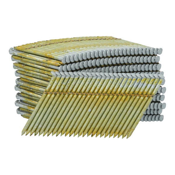 A stack of Bostich 28-degree coated framing nails.