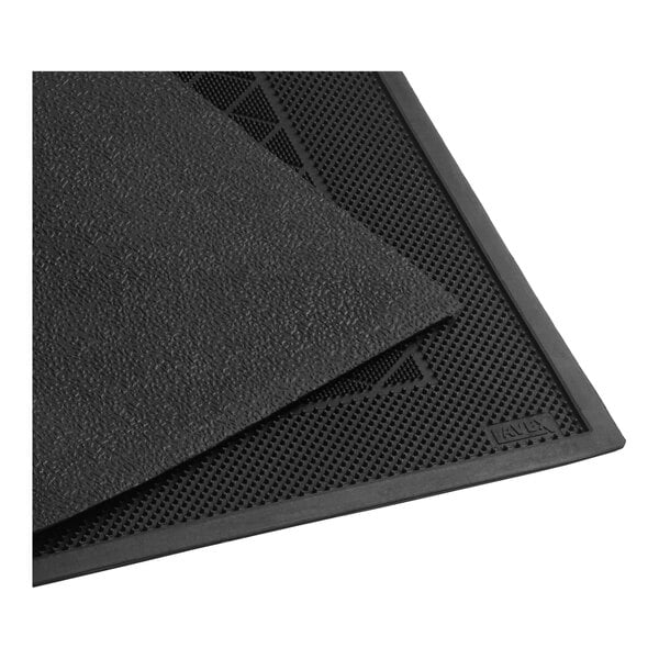 A black 2' x 3' diamond-patterned rubber scraper entrance mat that is 3/8 inch thick.