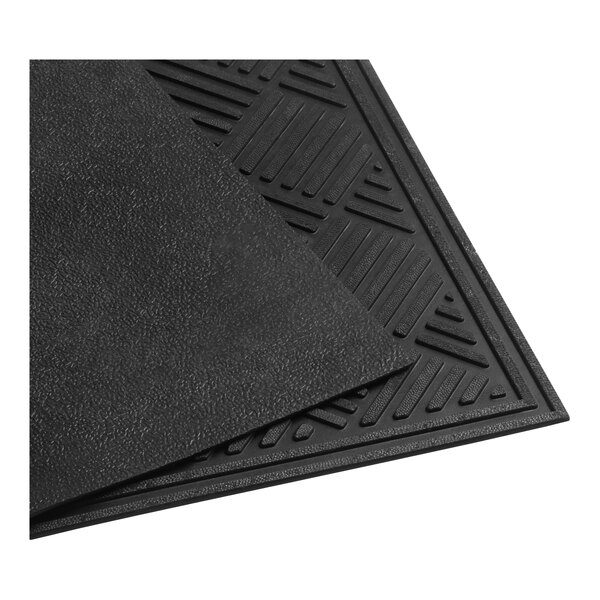 A black rubber entrance mat with a diamond pattern and beveled edge.