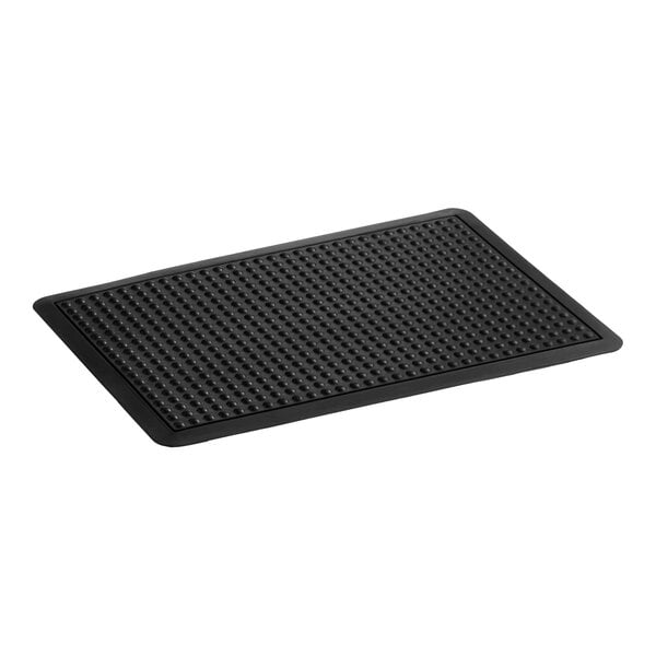 A rectangular black rubber anti-fatigue mat with a bubble surface and beveled edges.