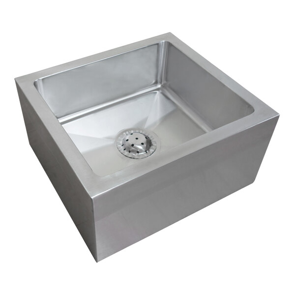 A stainless steel medium-duty floor or utility mop sink.