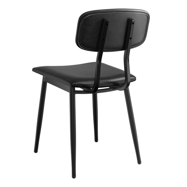 A Lancaster Table & Seating black chair with black vinyl padded seat and backrest.