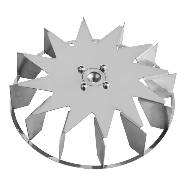 A metal blower motor wheel designed for Cooking Performance Group HSIO-H and HSIO-H-2 ovens.