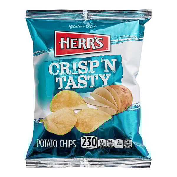 A bag of Herr's Crisp N' Tasty potato chips.