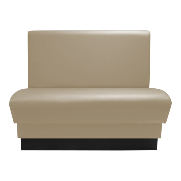 A tan leather booth with a black base.