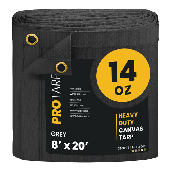 A roll of grey ProTarp heavy-duty canvas tarp.