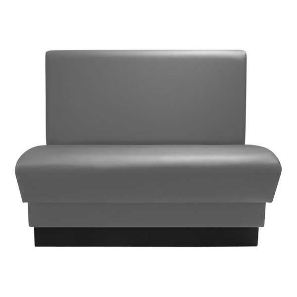 A graphite leather booth with a square base.