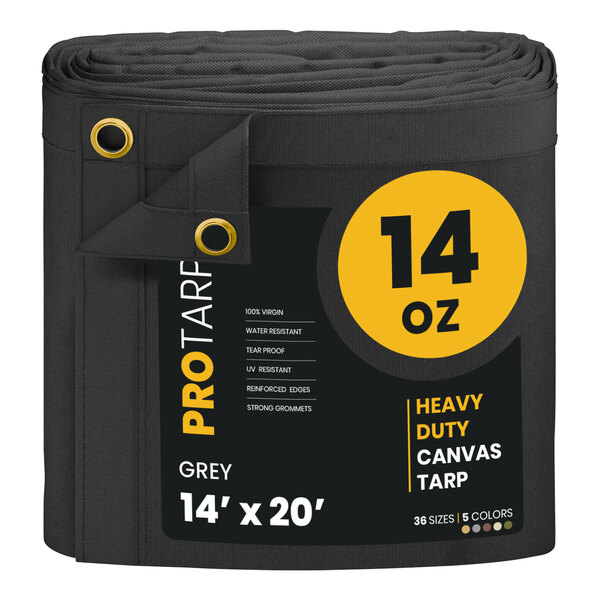 A roll of grey ProTarp heavy-duty canvas tarp.
