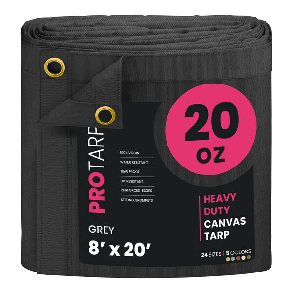 A roll of grey PROTARP heavy duty canvas tarp.