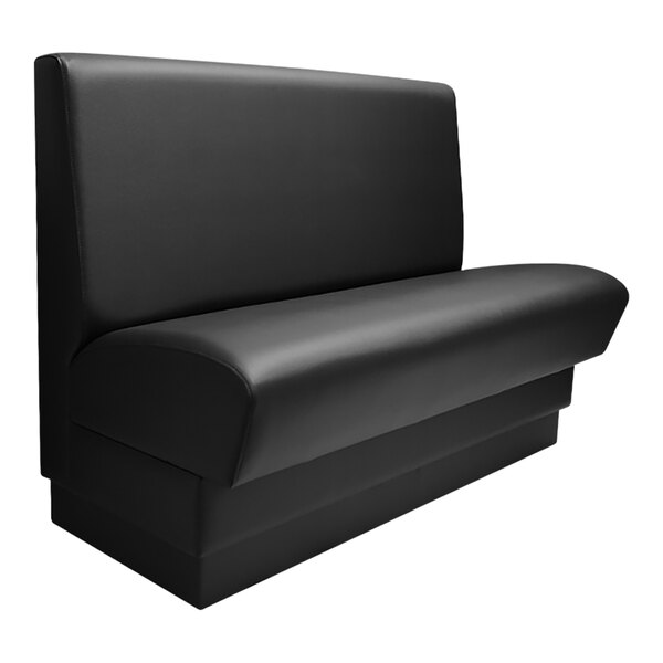 A black leather booth seat.