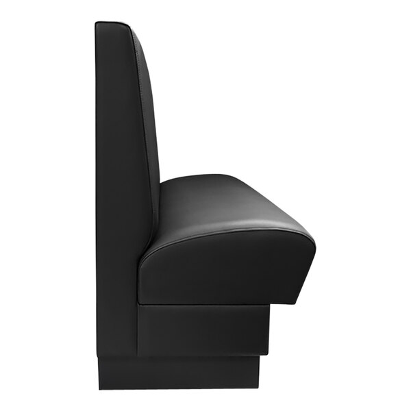 A black leather bench with a backrest.