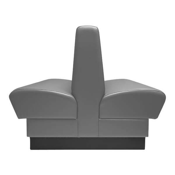A graphite gray double back booth from QA Group with a black seat and back.