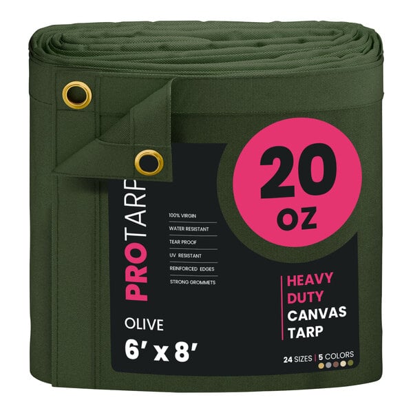 A roll of olive green canvas tarp.