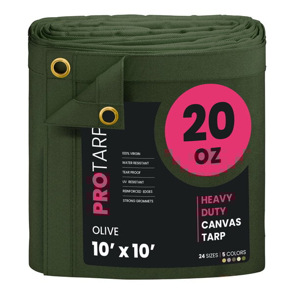 A roll of olive green canvas tarp.