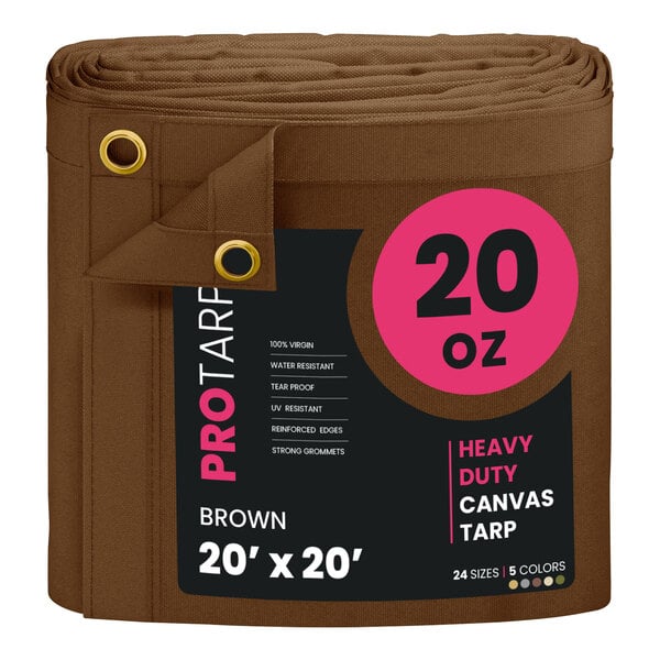 A roll of brown ProTarp canvas.