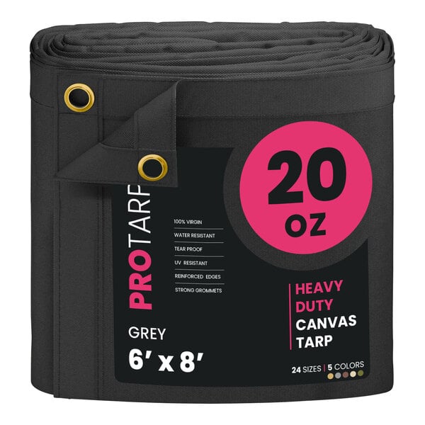 A roll of grey tarp with white text that reads "PROTARP EXTREME HEAVY DUTY"