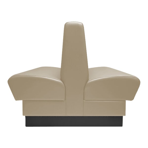 A beige booth with a long back and a plain double back.