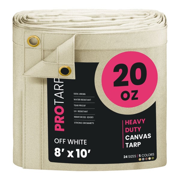 An off white roll of ProTarp canvas.