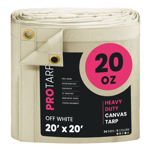 A roll of white ProTarp canvas tarp.