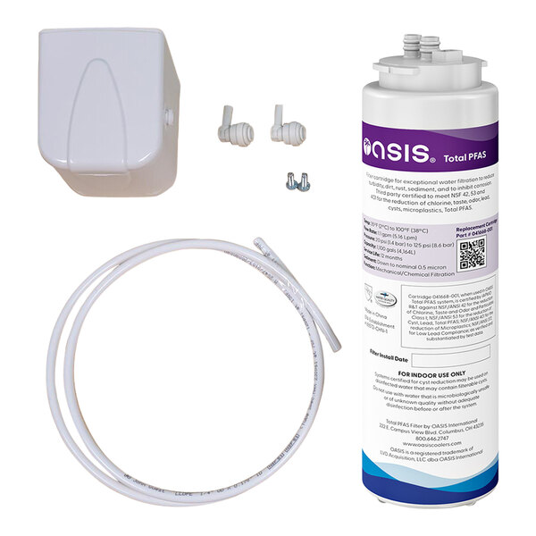 The white Oasis Total PFAS Water Filtration System for VersaFiller, Versacooler II, and RADII Bottle Fillers.