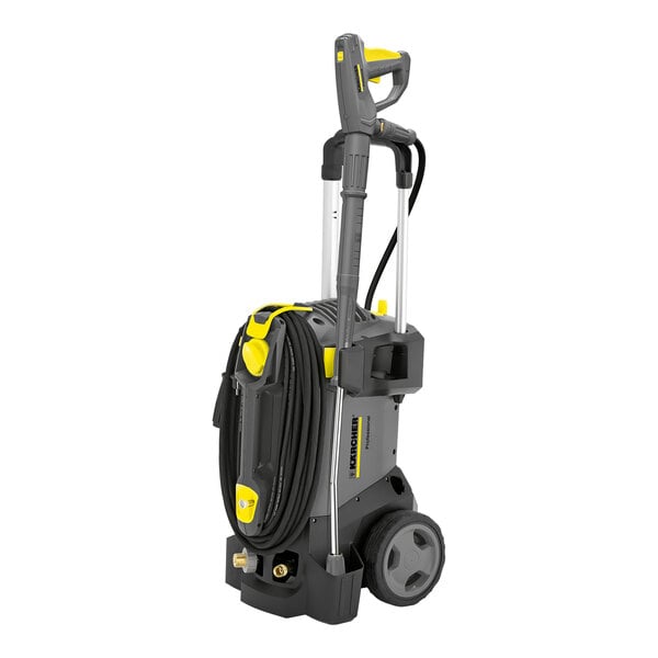 A Karcher electric pressure washer with a yellow hose.