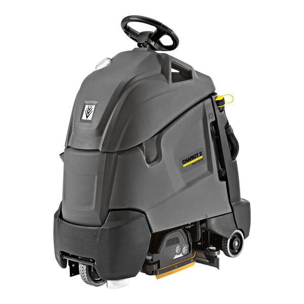 A Karcher Chariot 2 iScrub 22 SP commercial floor scrubber with wheels and a handle.