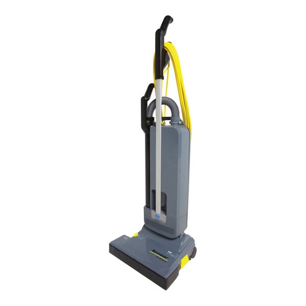 A grey Karcher Sensor S2 vacuum cleaner with yellow accents.