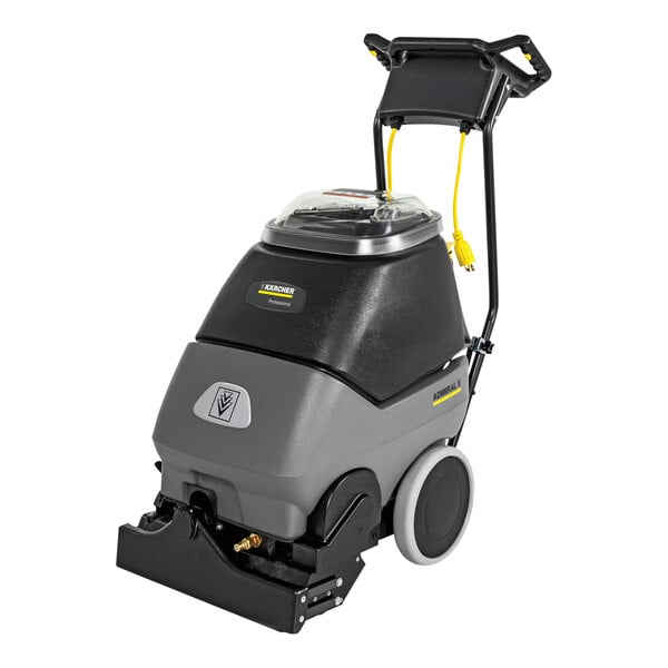 A Karcher walk behind carpet extractor with wheels and a handle.