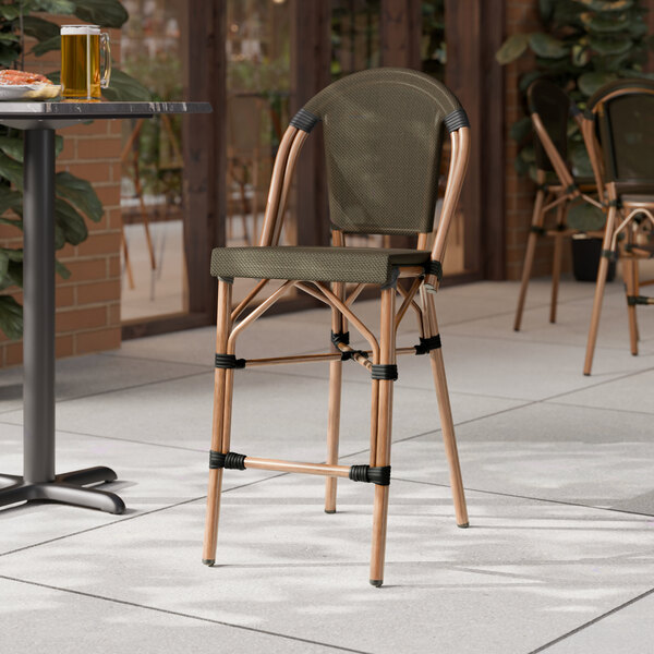 Lancaster Table & Seating Bistro Brown Teslin Counter Height Outdoor Side Stool