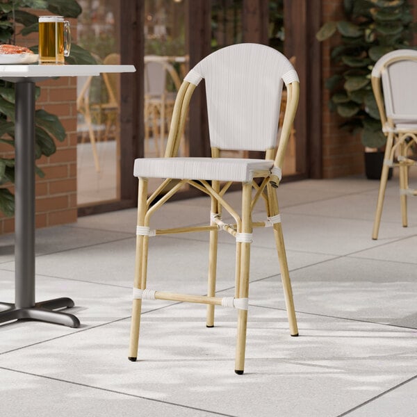 Lancaster Table & Seating Bistro Gray Teslin Counter Height Outdoor Side Stool