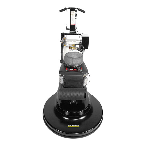 A Karcher propane burnisher with a black base and wheels.