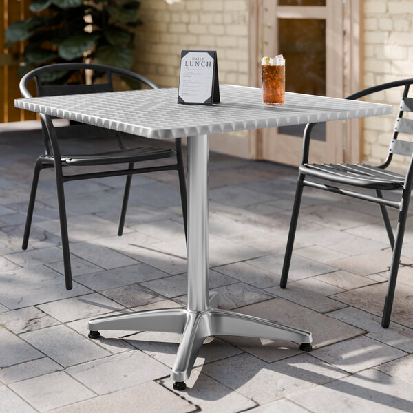 Lancaster Table & Seating 31 1/2" x 31 1/2" Chrome Square Outdoor Standard Height Table
