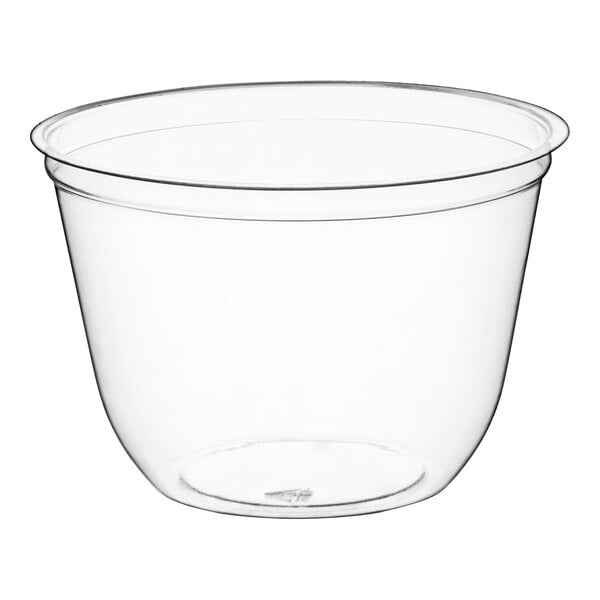 A clear plastic bowl with a clear plastic lid.