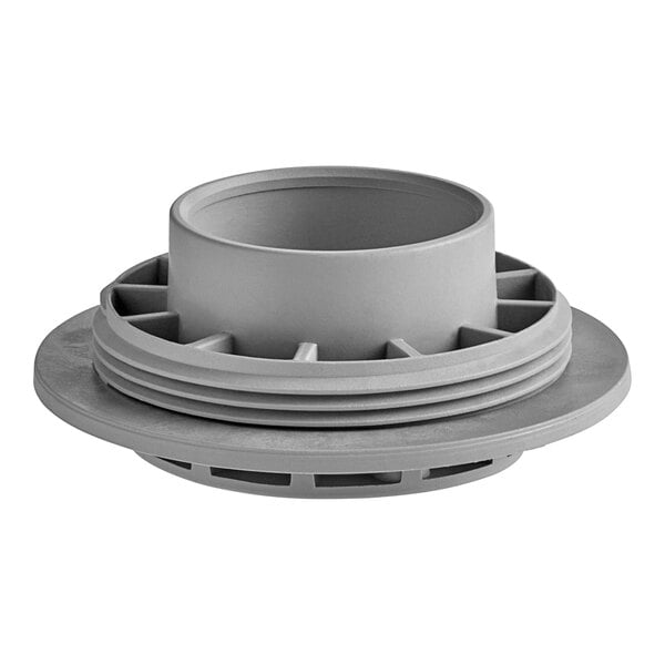 A grey plastic MainStreet Equipment bucket clamping object with a hole in it.