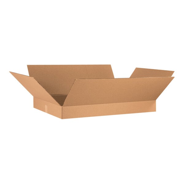 A brown cardboard box with one open side.