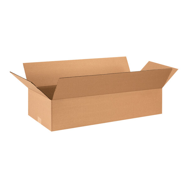 A brown cardboard box with a cut out open lid.