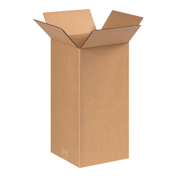 A brown Lavex cardboard box with an open lid.