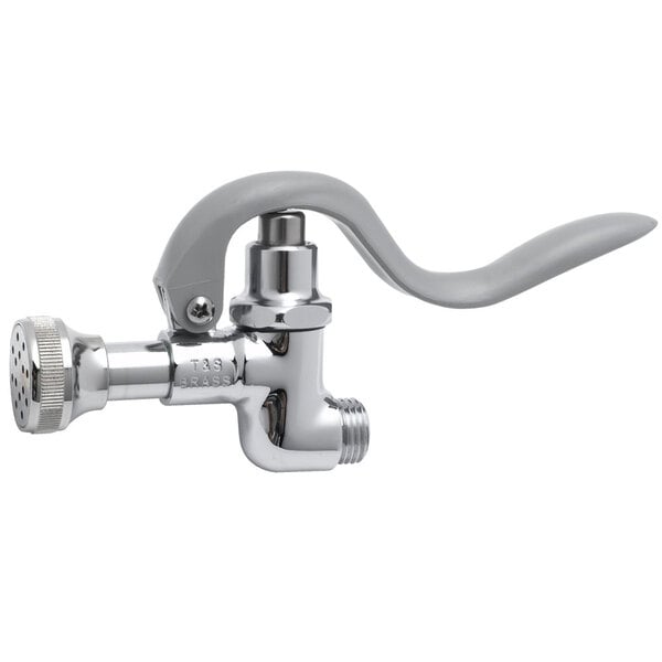 A T&S chrome Rosespray spray valve with a handle and hose.